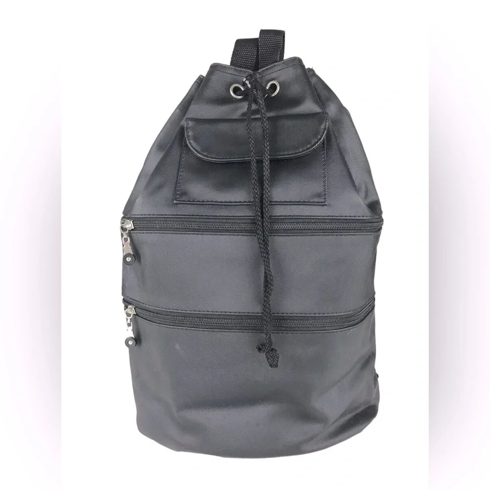 Arezzo Firasole Unisex Black‎ Nylon Drawstring Backpack w Adjustable Straps